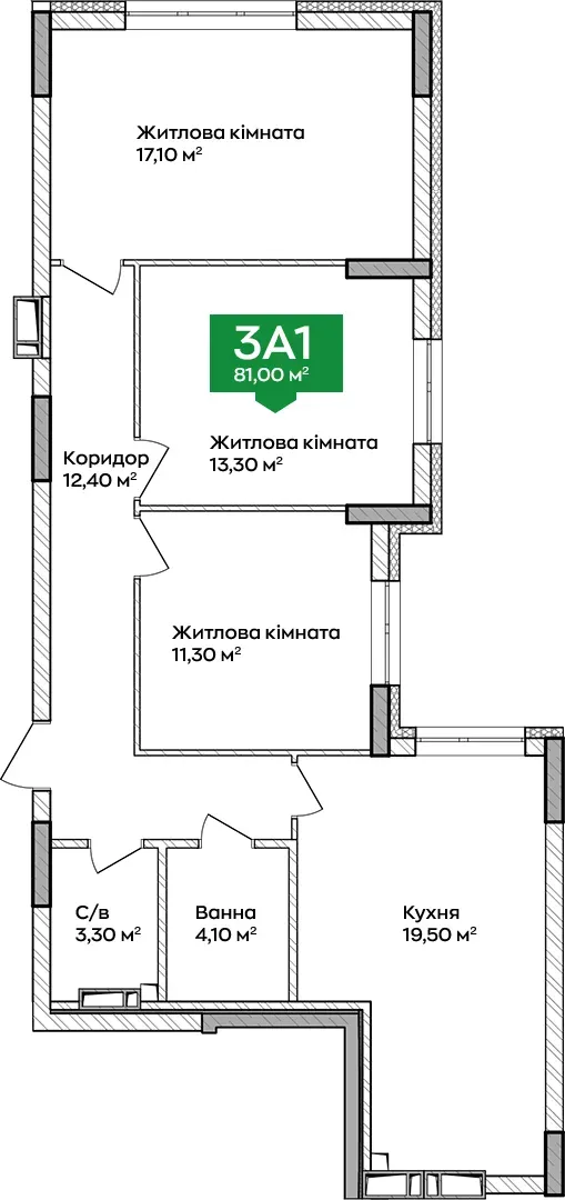 Купити 3-кімнатну квартиру  в Ірпені